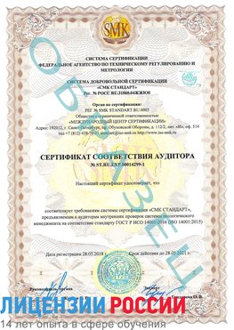 Образец сертификата соответствия аудитора №ST.RU.EXP.00014299-1 Красноармейск Сертификат ISO 14001